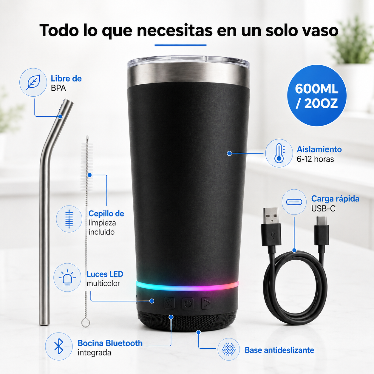 Cupsy™ Termo + Bocina Bluetooth