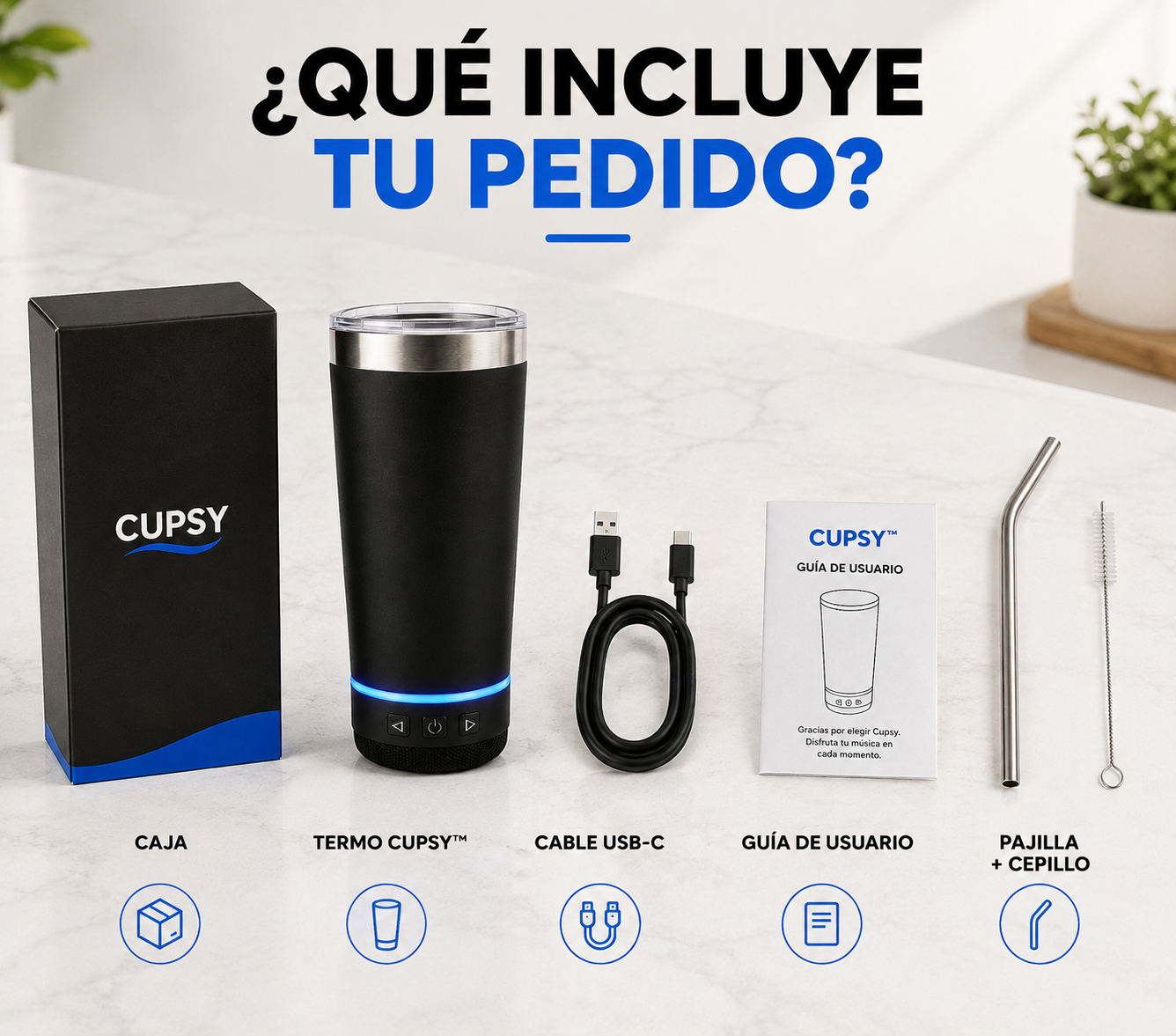 Cupsy™ Termo + Bocina Bluetooth